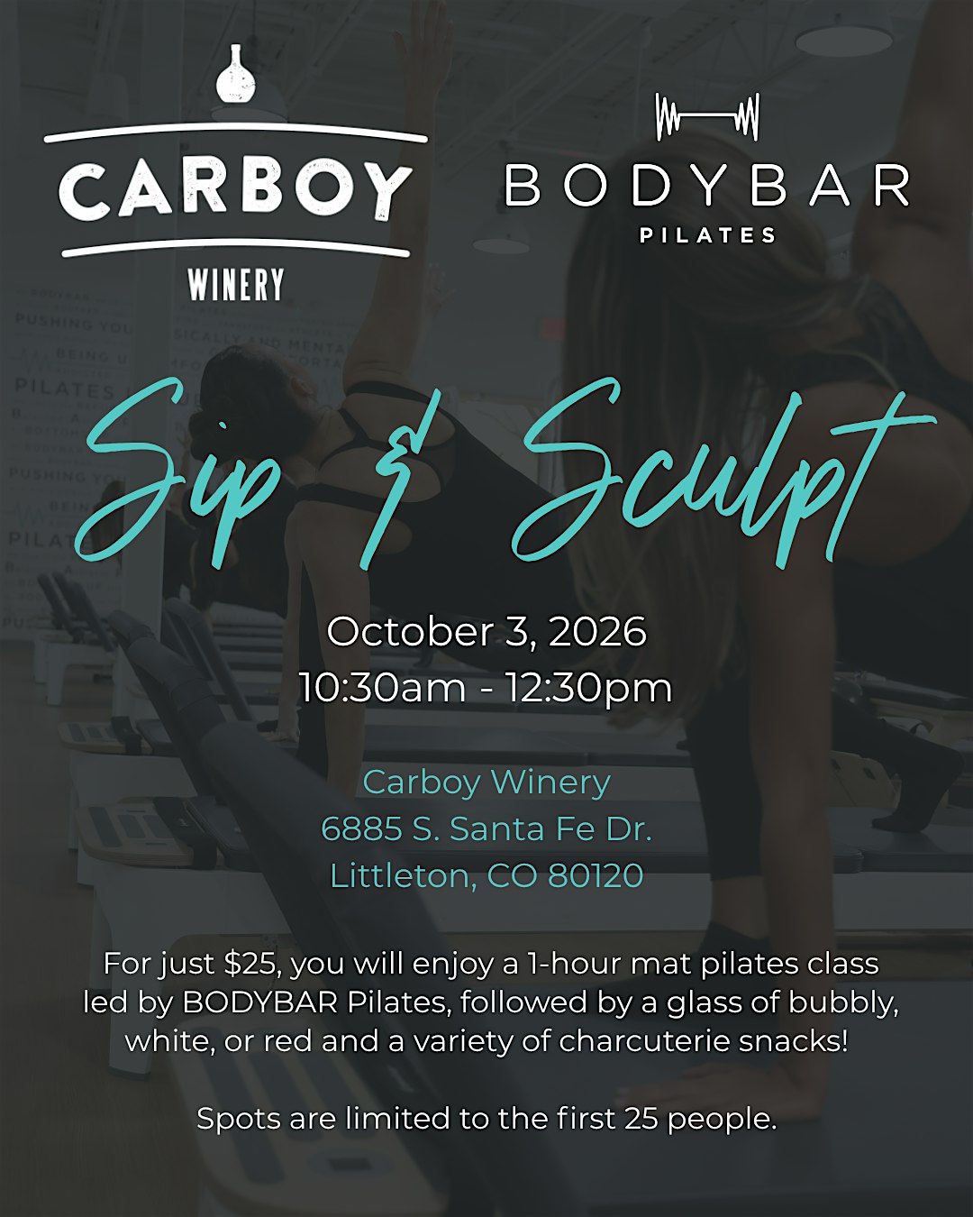 Sip & Sculpt | BODYBAR Pilates Littleton x Carboy Winery