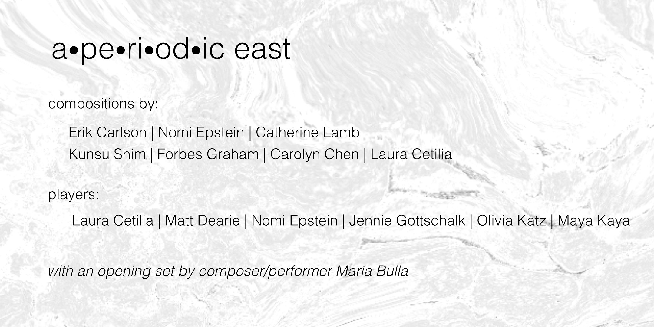 Performance: a•pe•ri•od•ic east