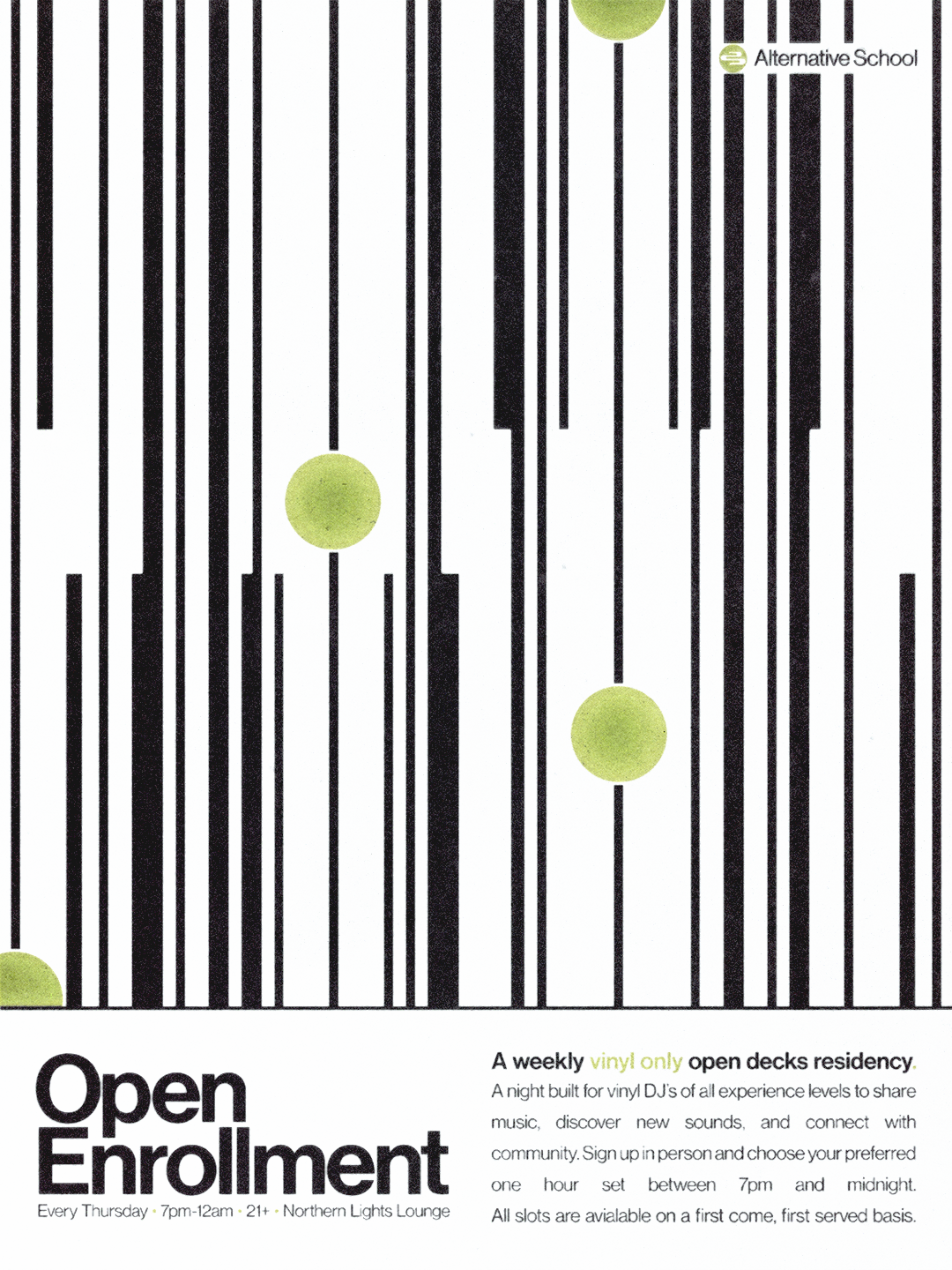 Alternative School presents: Open Enrollment (Open Decks)