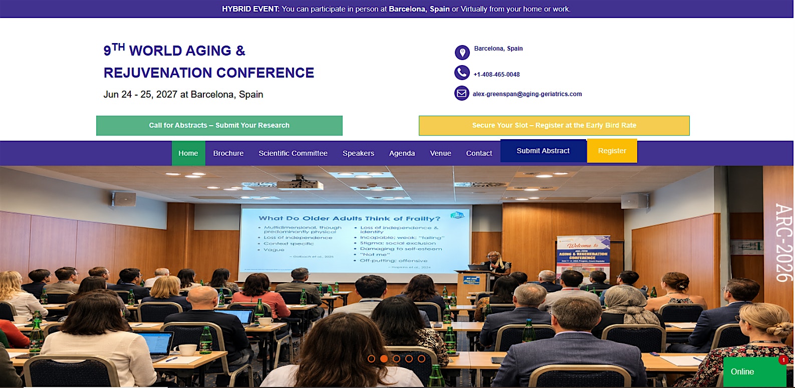 9th World Aging and Rejuvenation Conference (ARC-2027)
