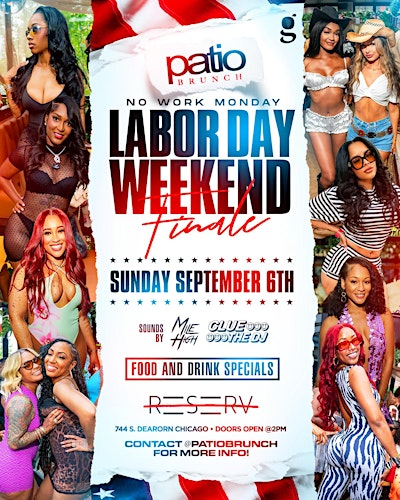 September 6th!  Labor Day WKND! Patio Brunch Rooftop Sunday Funday Series!