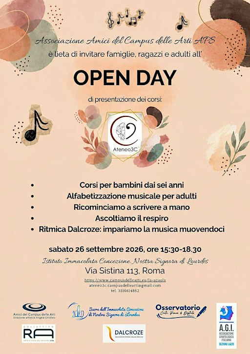 OPEN DAY ATENEO3C a Roma - Musica, Corpo, Scrittura e Creatività