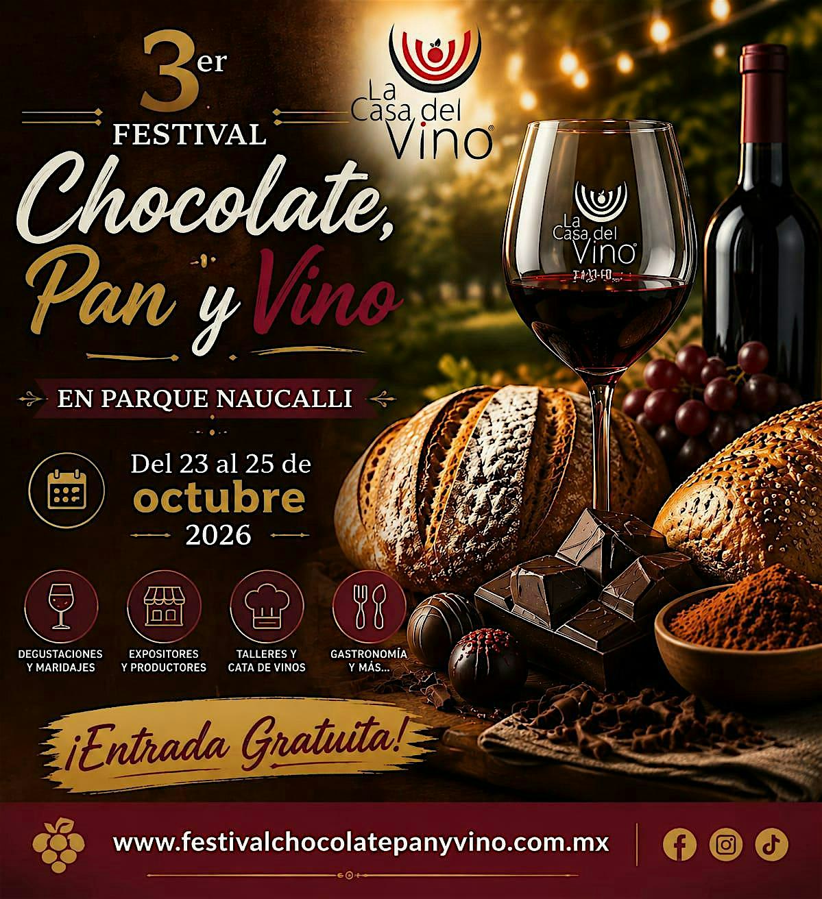 3er. FESTIVAL CHOCOLATE, PAN Y VINO EN PARQUE NAUCALLI