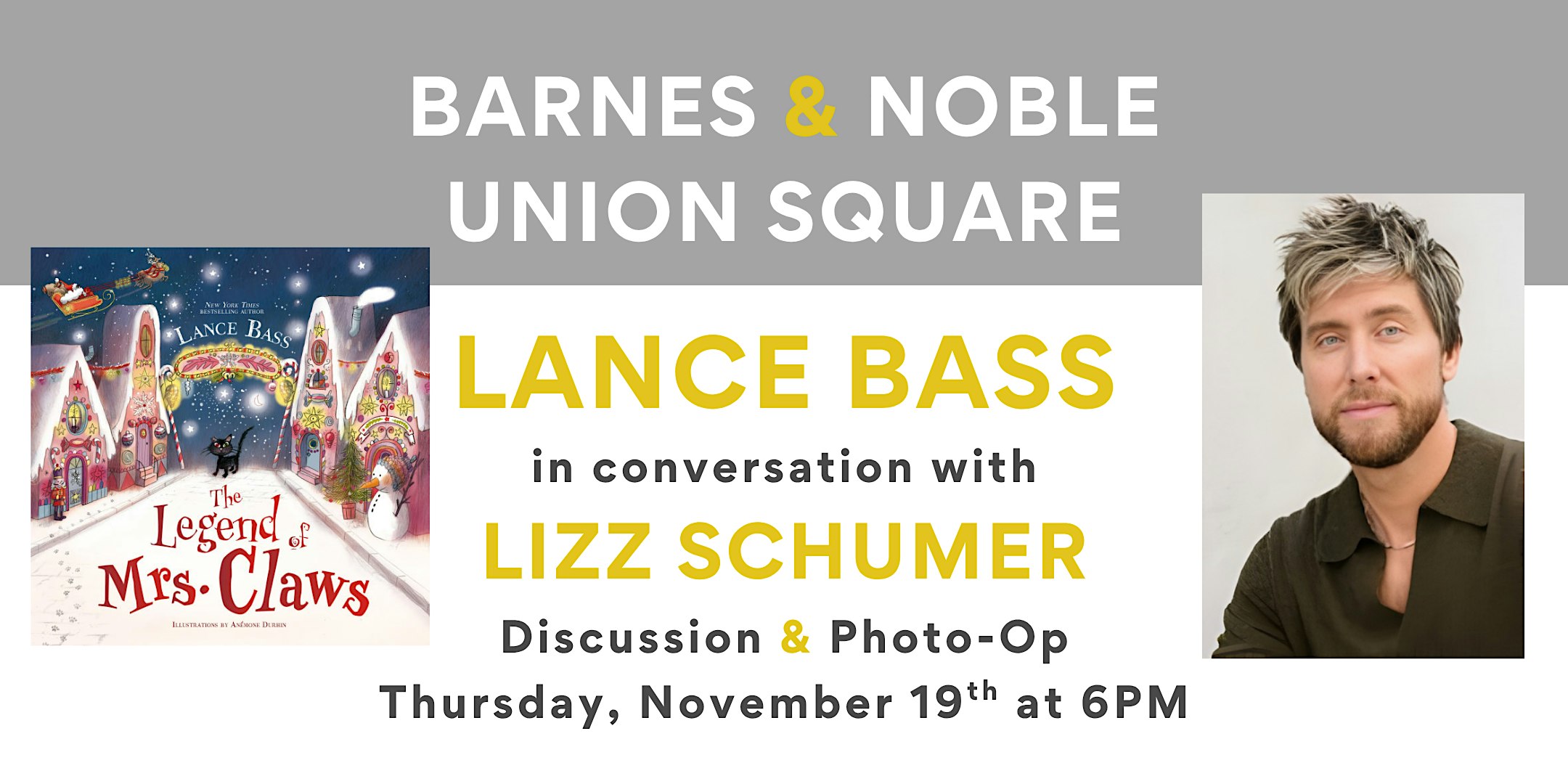 Lance Bass celebrates THE LEGEND OF MRS. CLAWS at B&N Union Square