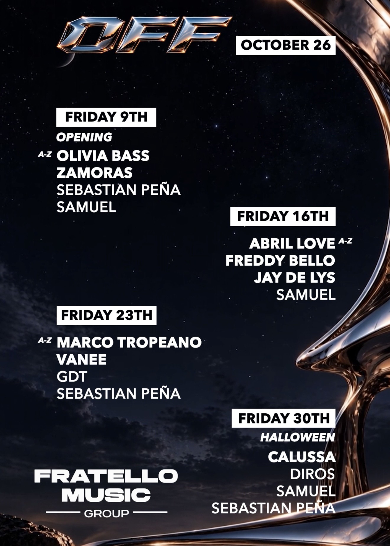 OFF & FRATELLO pres Calussa [HALLOWEEN] at Nix