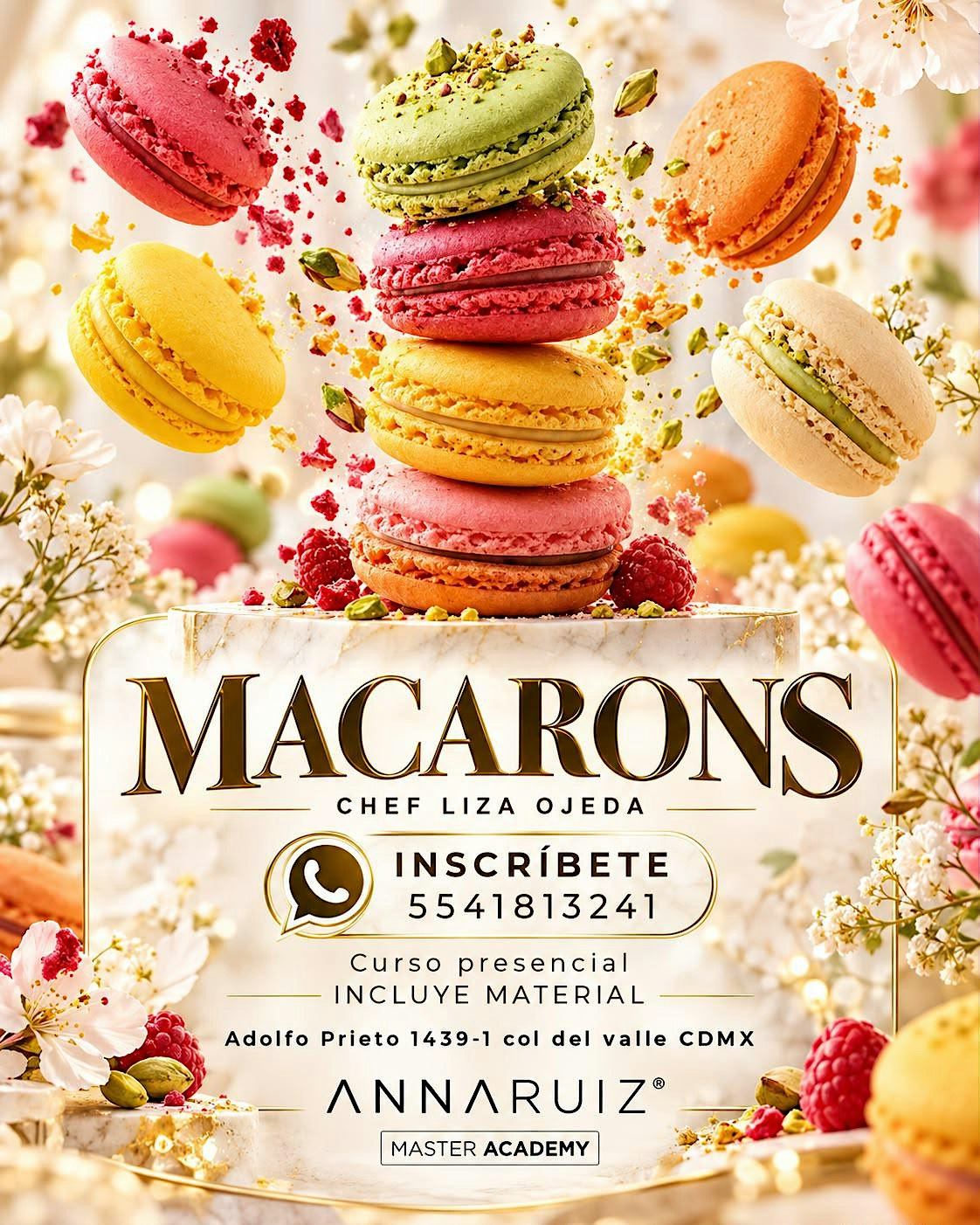 Macarons  con la Chef Liza Ojeda en Anna Ruíz Academy