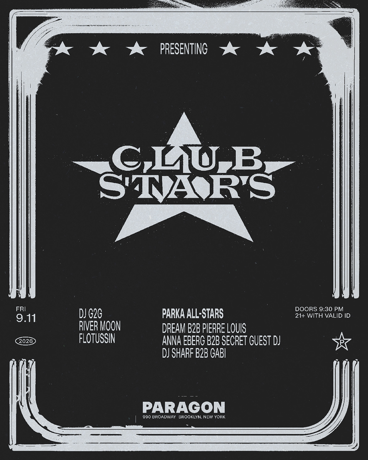 Club Stars: dj g2g, DBBD , flotussin + PARKA ALL-STARS