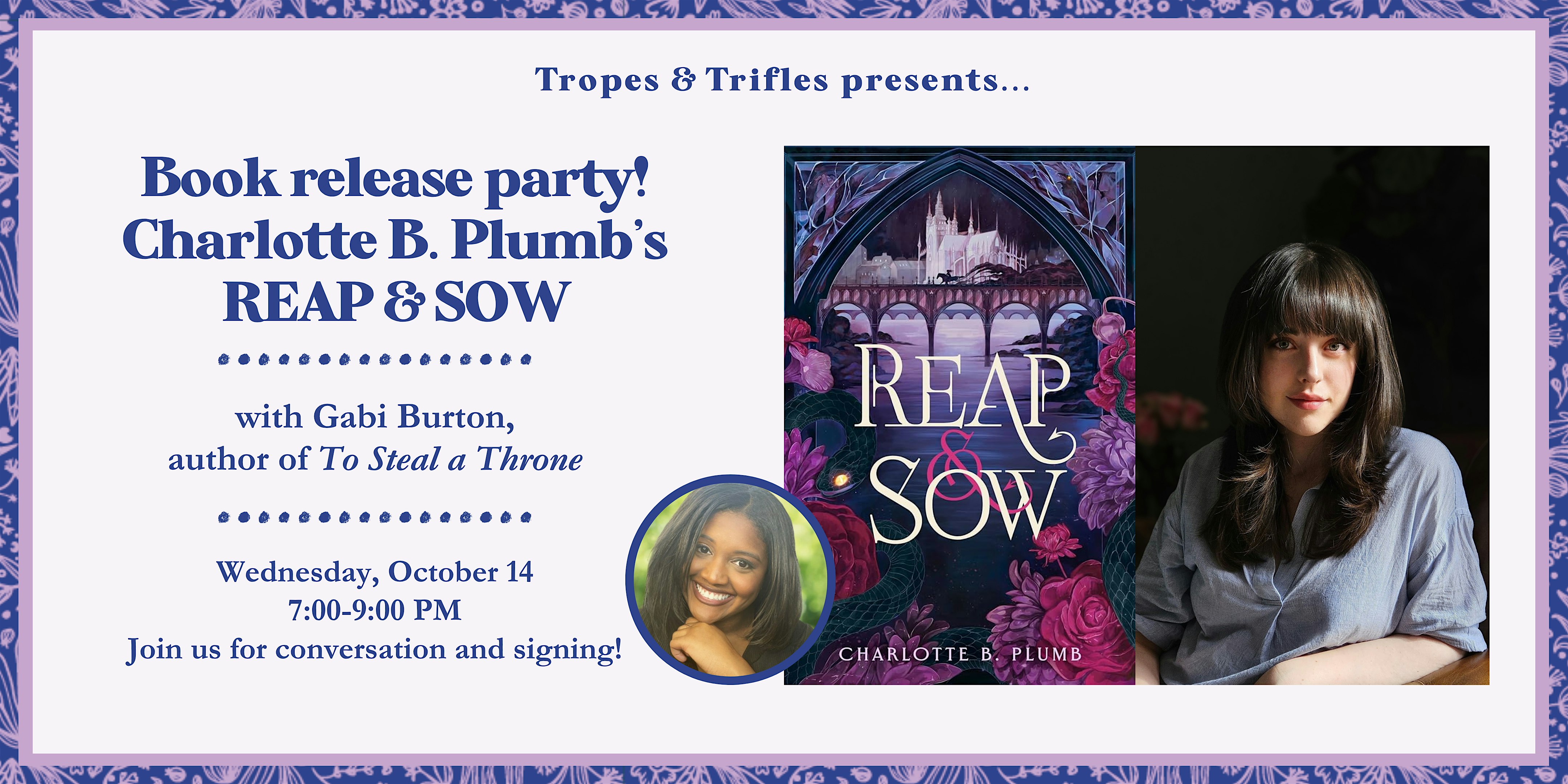 Book release party! Charlotte B. Plumb's REAP & SOW