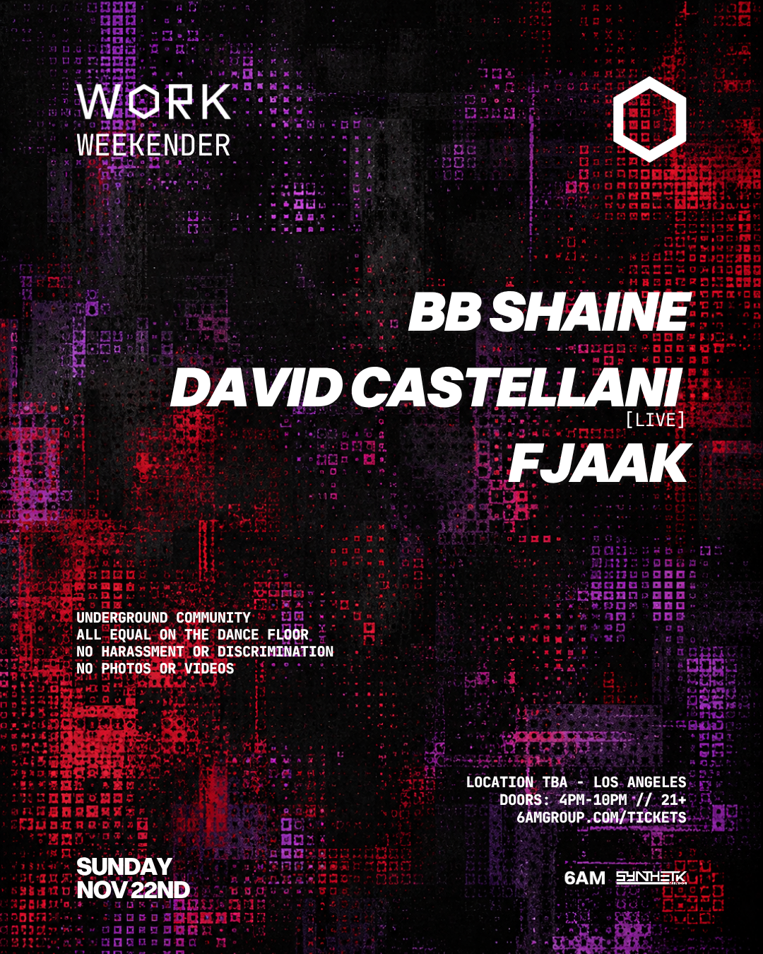WORK Weekender Day 3: BB Shaine, David Castellani [LIVE], & FJAAK