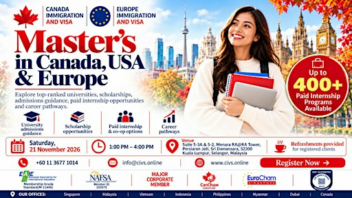 Masters in Canada, USA, Europe | Kualalumpur, Malaysia