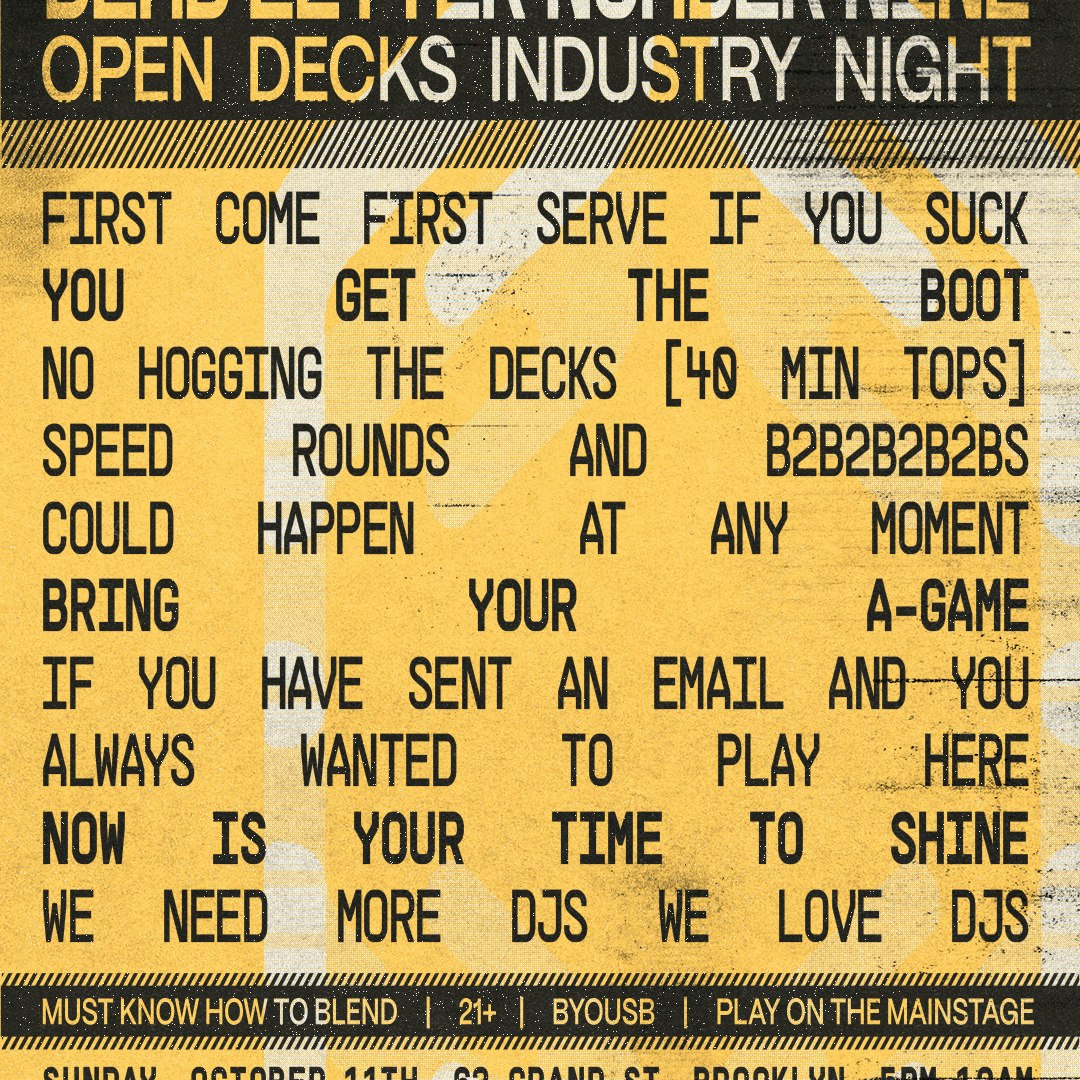 Open Decks + Industry Night | Sun, Oct 11th