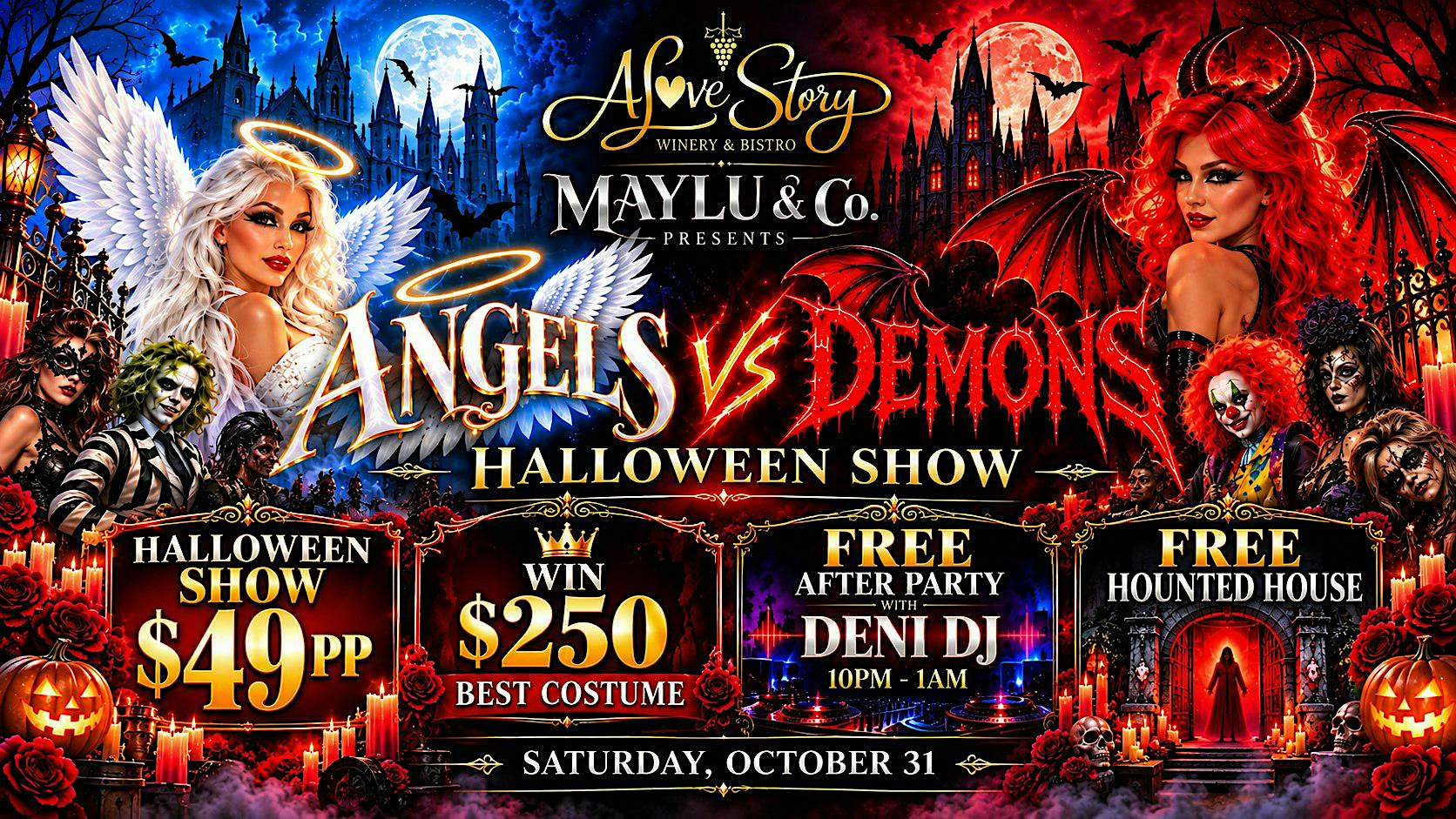 ANGELS VS DEMONS Halloween Show Haunted House    and After Party w/ Deni DJ