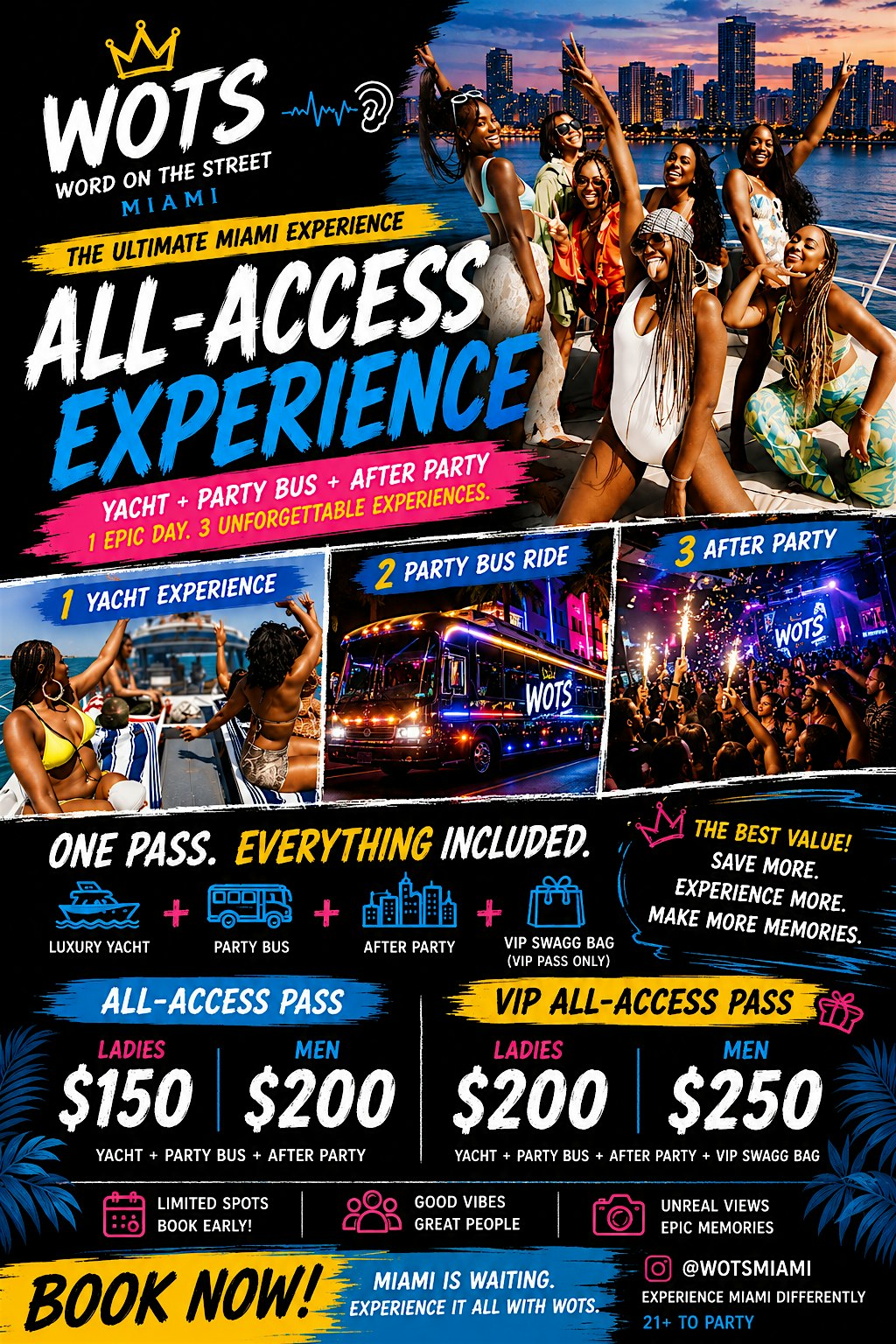 WOTS Miami All-Access Experience | Yacht + Party Bus + After Party