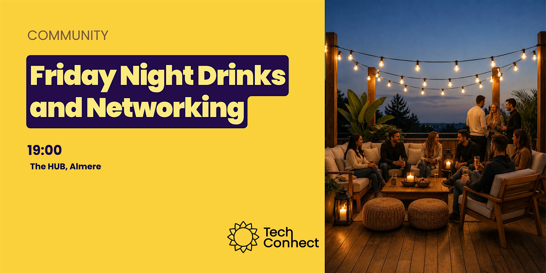 Almere TechConnect. Friday night community drinks #12. All in yellow party
