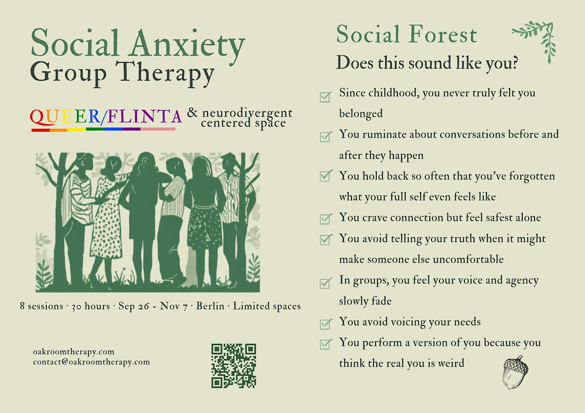 Social Anxiety Group Therapy (queer, FLINTA, neurodivergent centered)