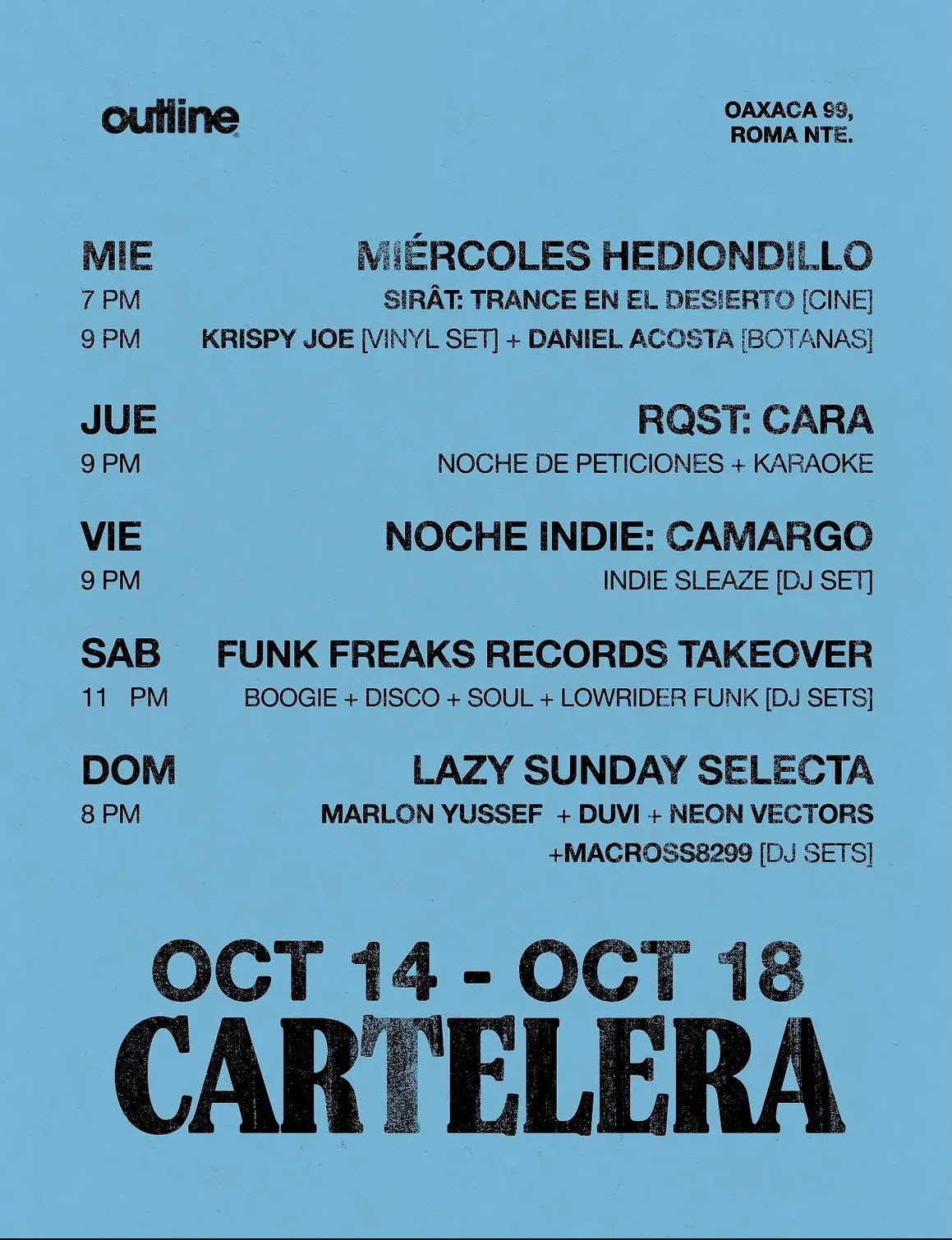 oct 14-18 cartelera