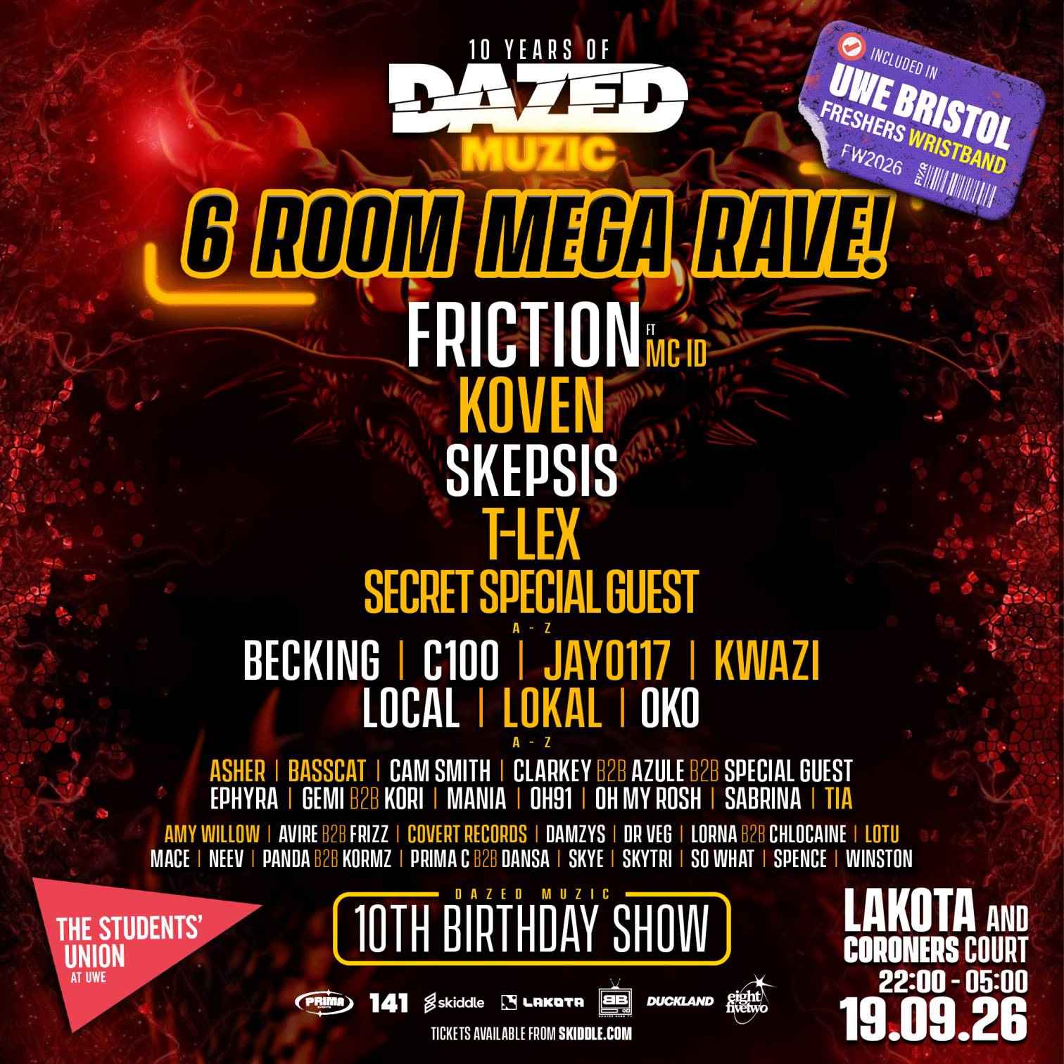 UWE Bristol Official Freshers - 6 Room MEGA Rave ft Friction + more