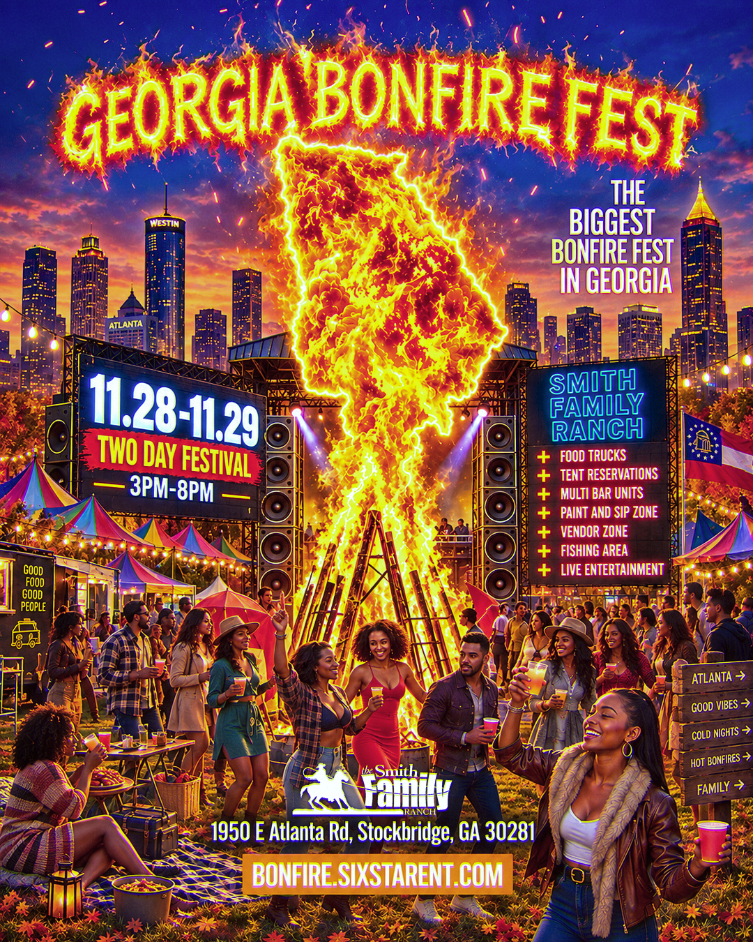 Six Stars ATL: Georgia Bonfire 2 Day Fest Black Friday/Thanksgiving Weekend
