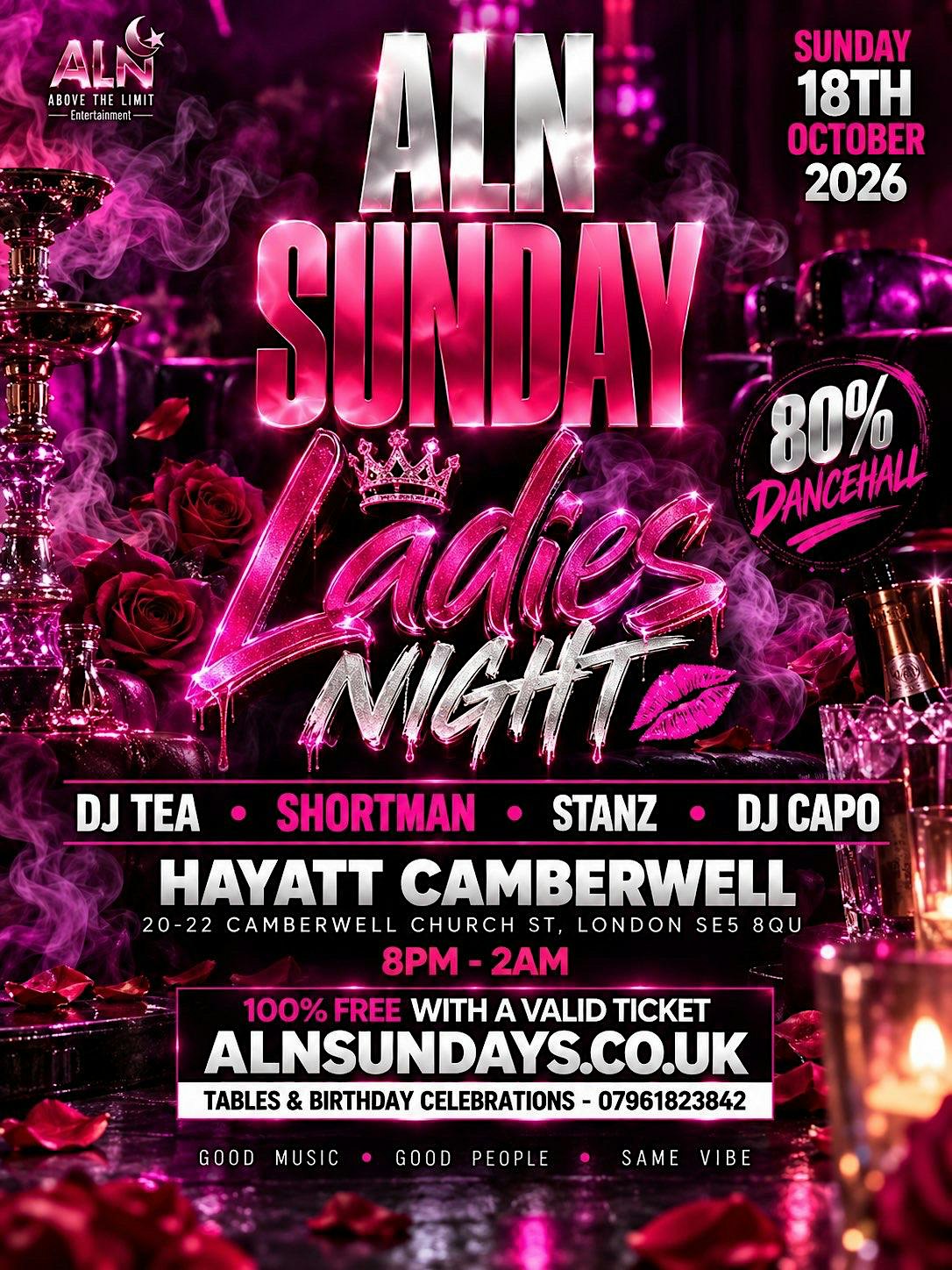 ALN Sundays X  Ladies Night X DJ Shortman