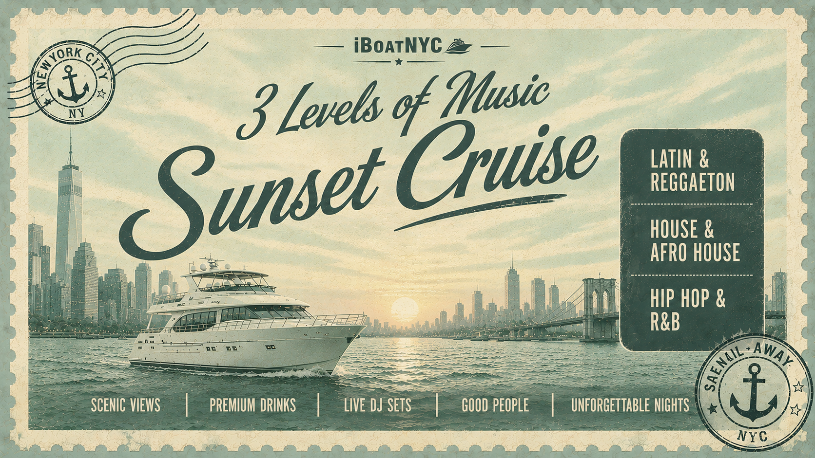 NYC Sunset Boat Party: Reggaeton / Hip-Hop / House - Multi-Level Yacht