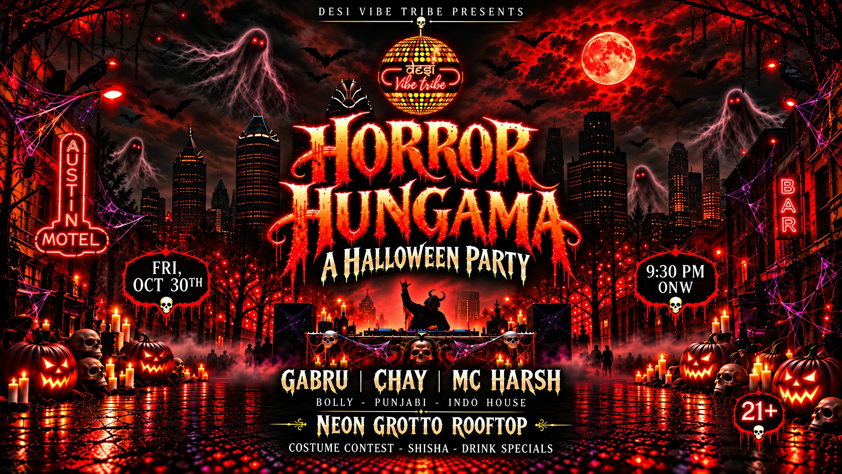 HORROR HUNGAMA - Austin’s Desi Halloween Rooftop Party - 10/30
