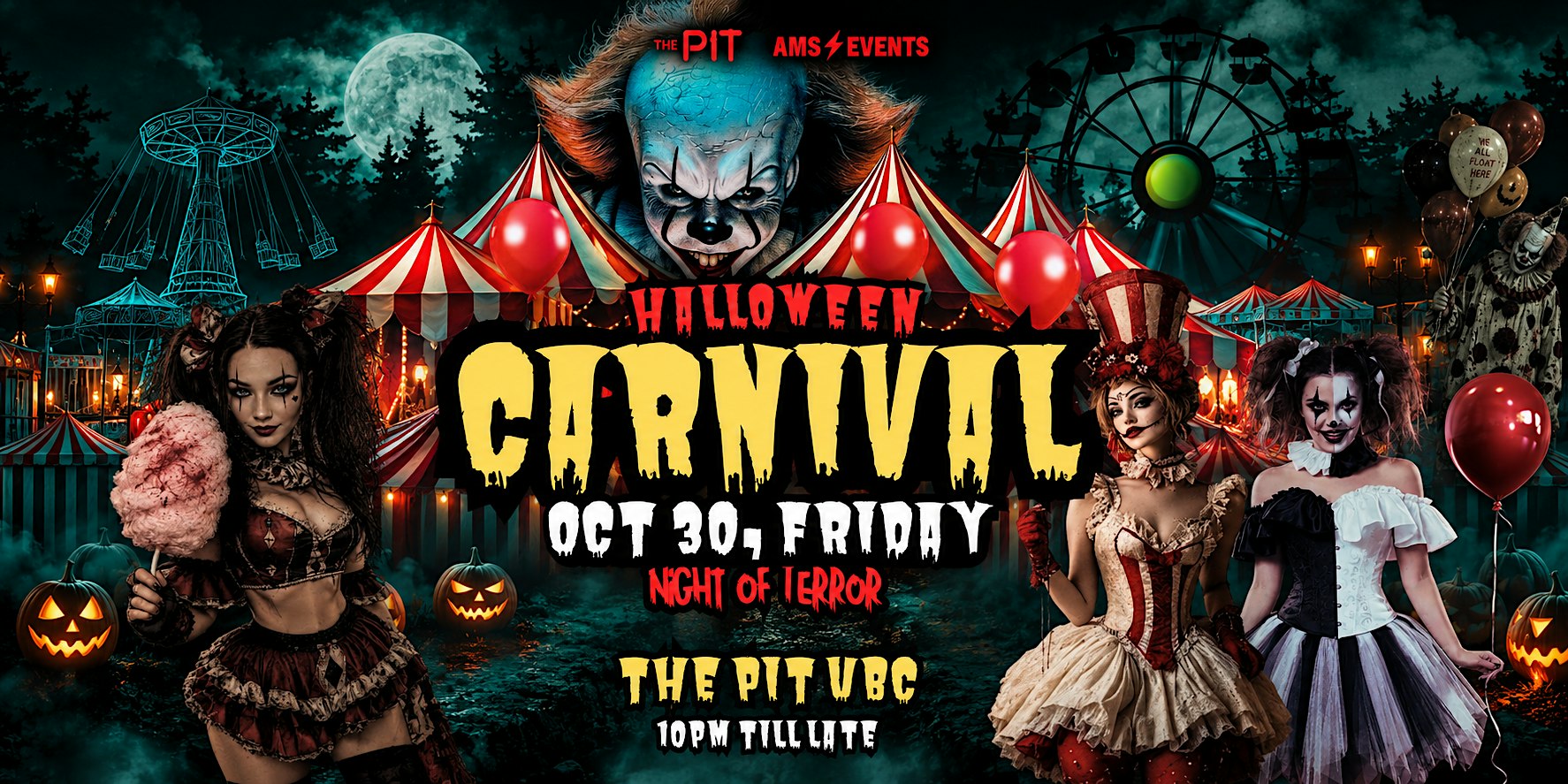 Haunted Carnival Halloween Party on Oct 30, Friday at The Pit Ubc