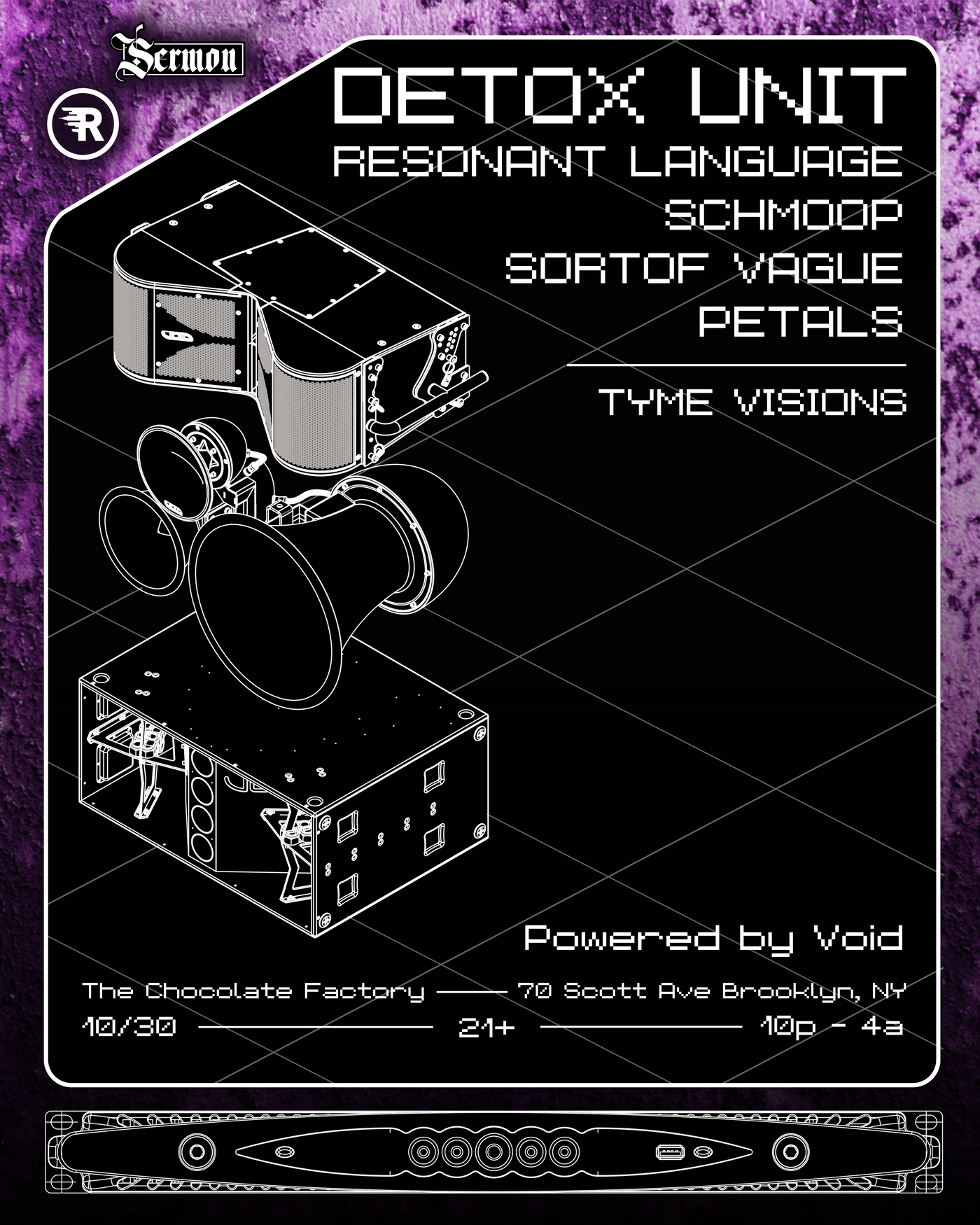 DETOX UNIT, RESONANT LANGUAGE, Schmoop, SORTOF VAGUE + PETALS