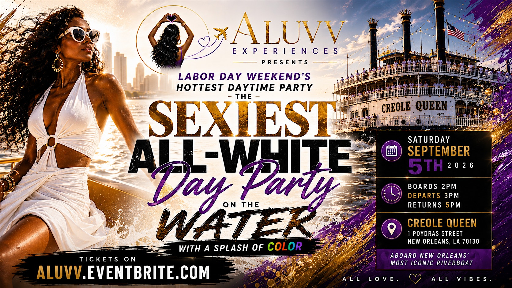 ALL WHITE DAY BOAT PARTY | A Splash of Color | Labor Day Weekend NOLA 2026