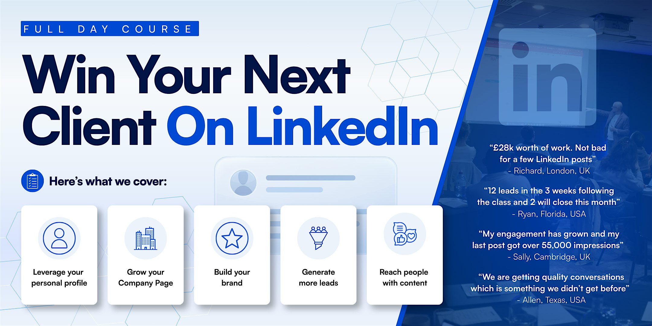 Win Clients on LinkedIn - Full Day Course - DALLAS Social Selling Training