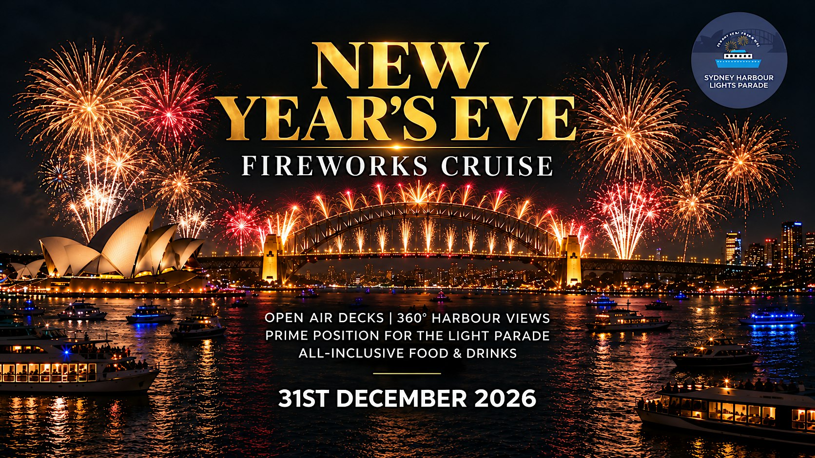 Barefoot Blue | NYE Fireworks Cruise | All Inclusive | Open Air Decks