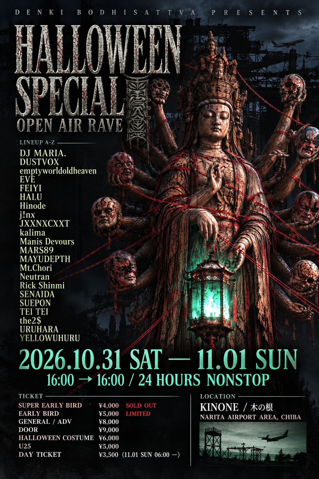 DENKI BODHISATTVA 24H HALLOWEEN RAVE - TECHNO / INDUSTRIAL / TRANCE / DNB / PSYCHEDELIC