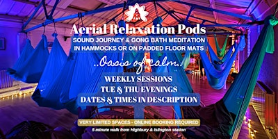 Aerial Relaxation Pods®- Sound Journey Gong Bath Meditation in Hammocks