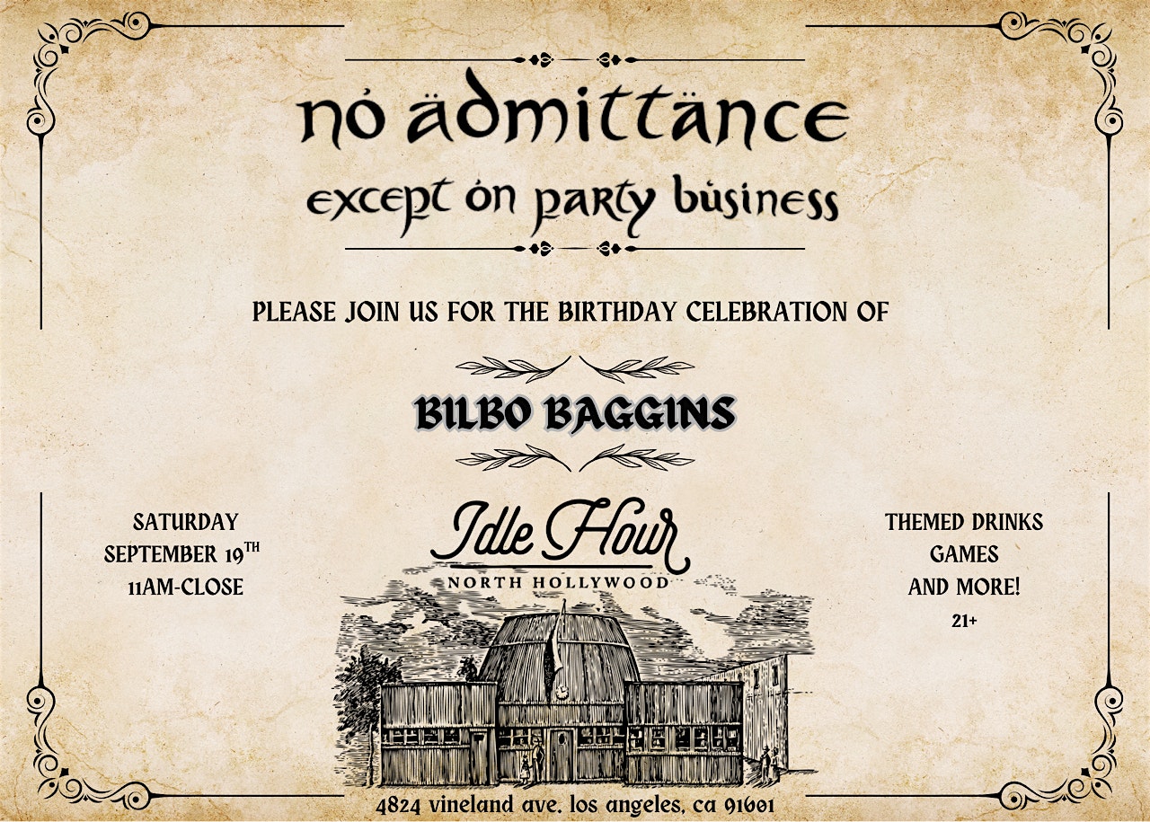 Bilbo Baggins Birthday Bash