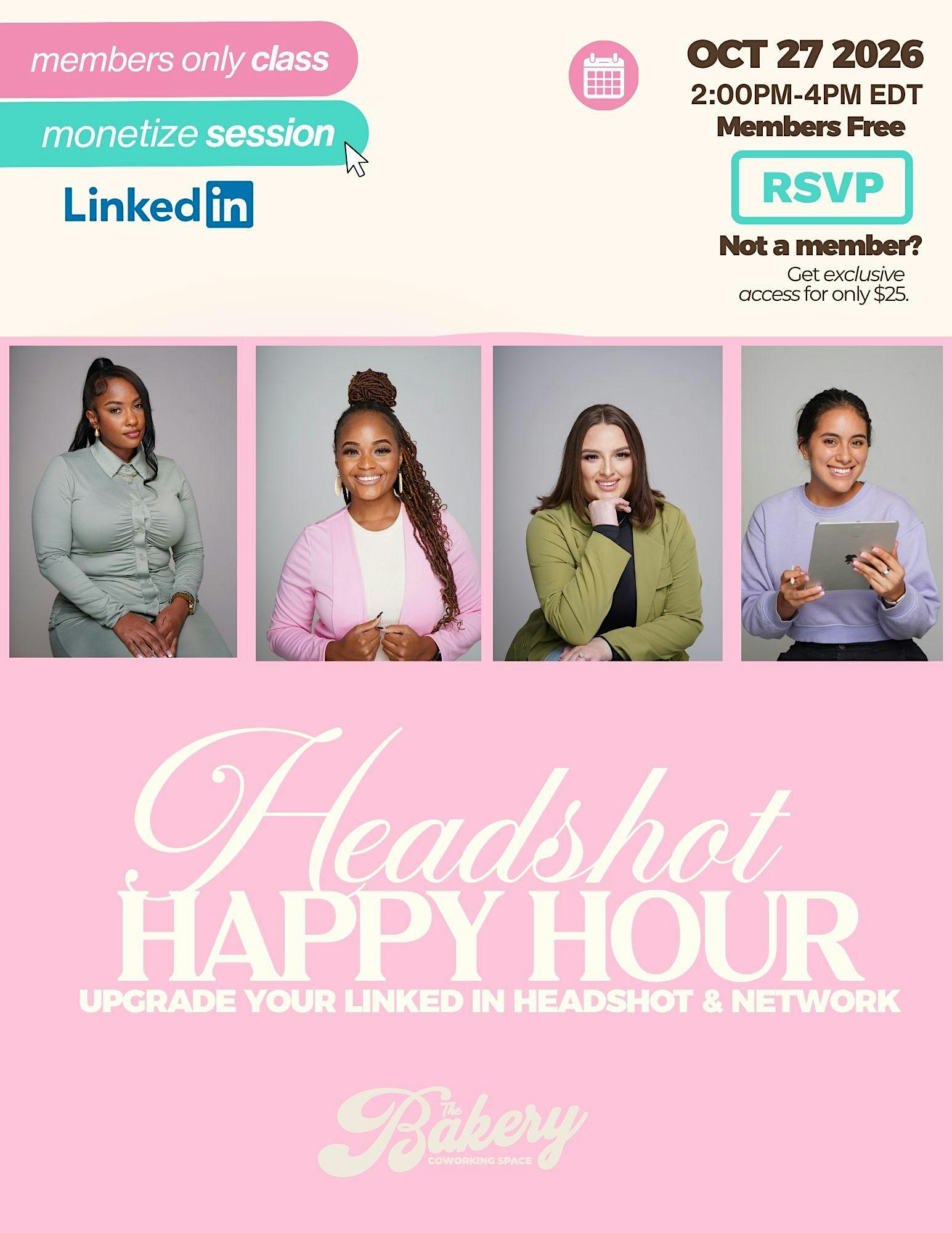 Headshot Happy Hour: Pro LinkedIn Headshots by Our Studio Photographer