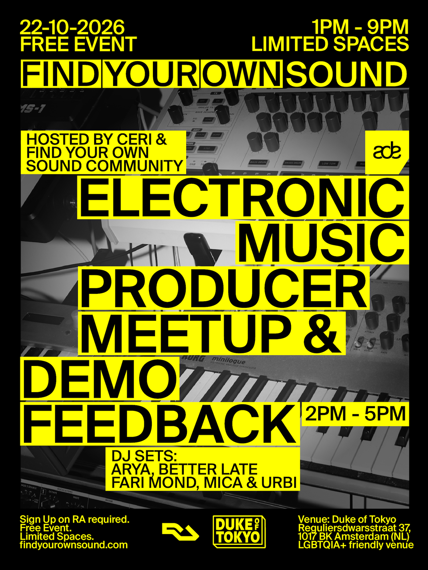 Electronic Music Producer Meetup & Demo Feedback Session FYOS ADE