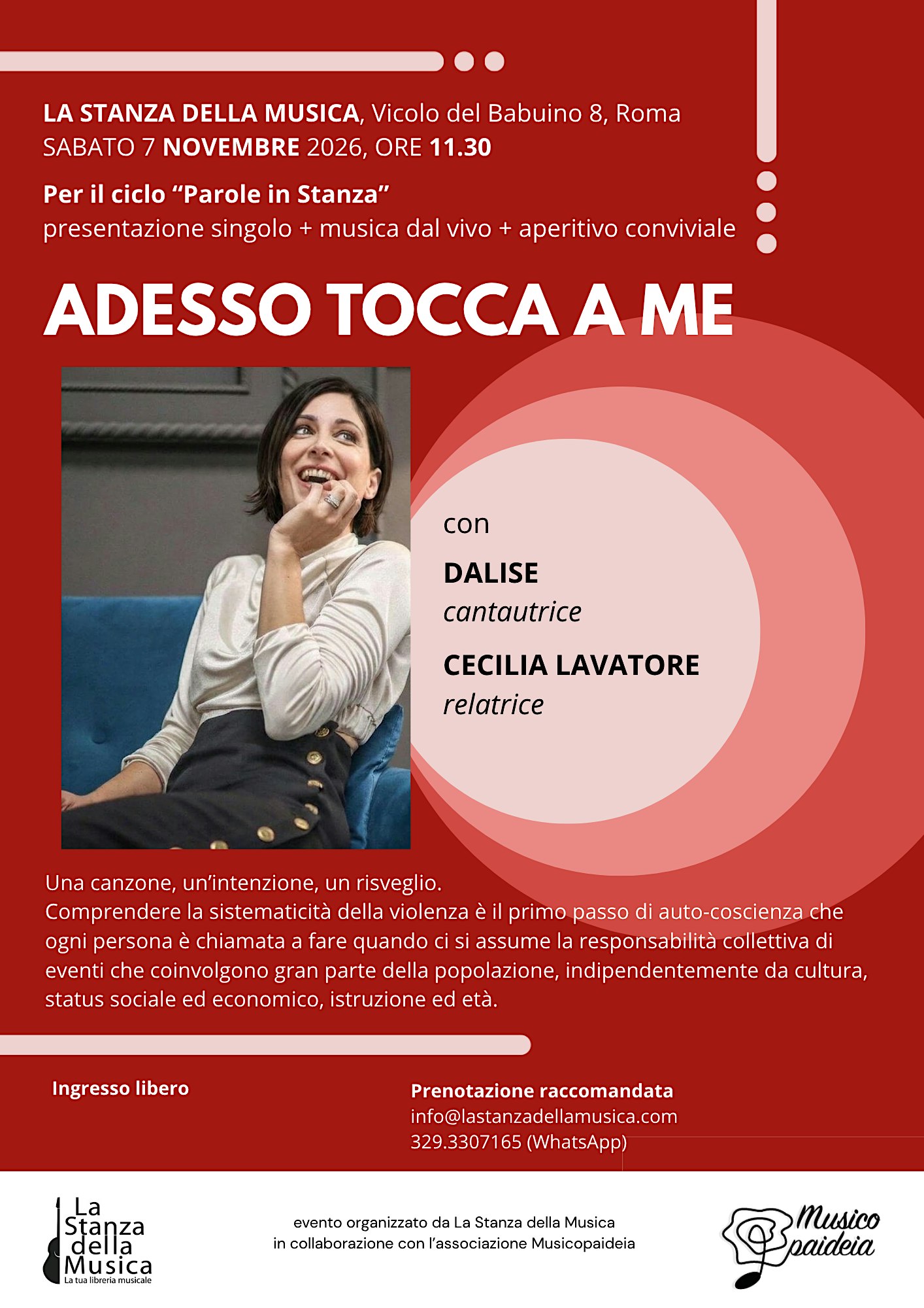 Presentazione nuovo singolo "Adesso tocca a me", di Dalise cantautrice