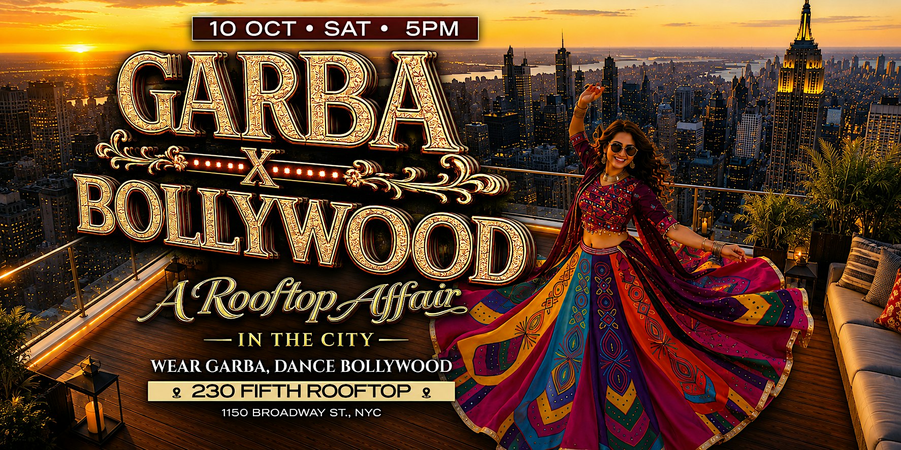 NYC'S GARBA X BOLLYWOOD @ 230 Fifth Rooftop (PRIVATE ROOM)