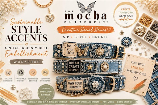 Sip, Style & Create: Upcycled Denim Belt Embellishment