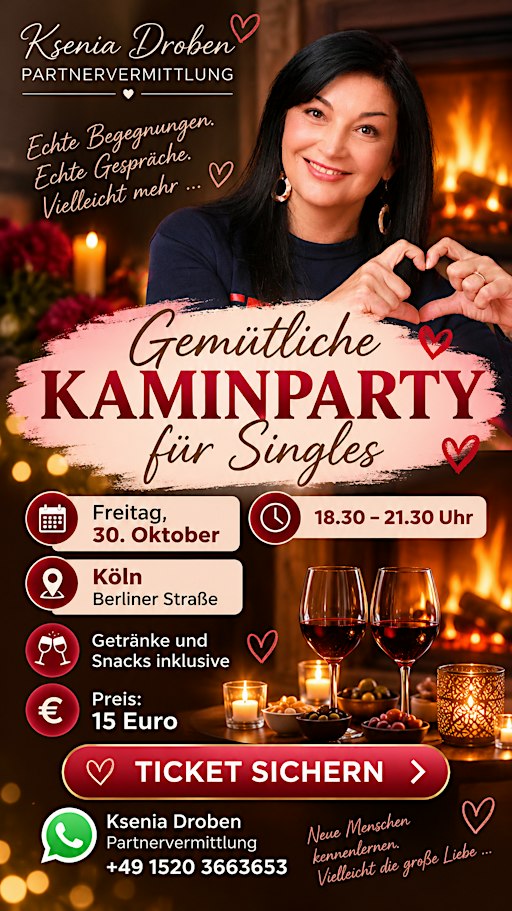 Gemütliche Kaminparty für Singles