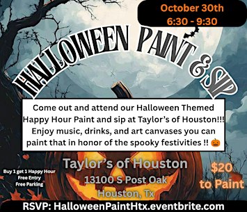 Halloween Edition Paint & Sip Night at Taylor's of Houston