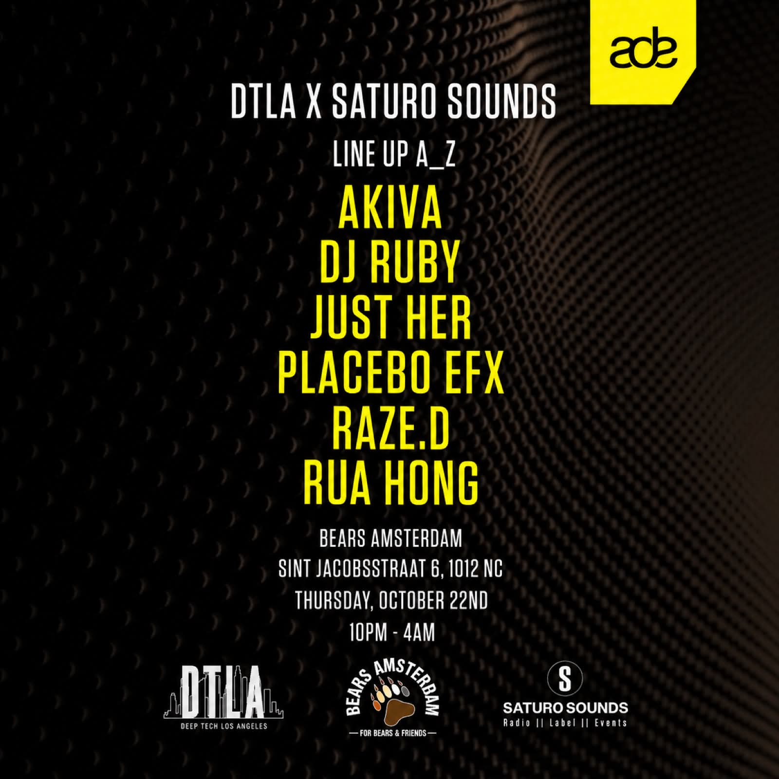 DTLA x Saturo Sounds: Amsterdam Dance Event Showcase