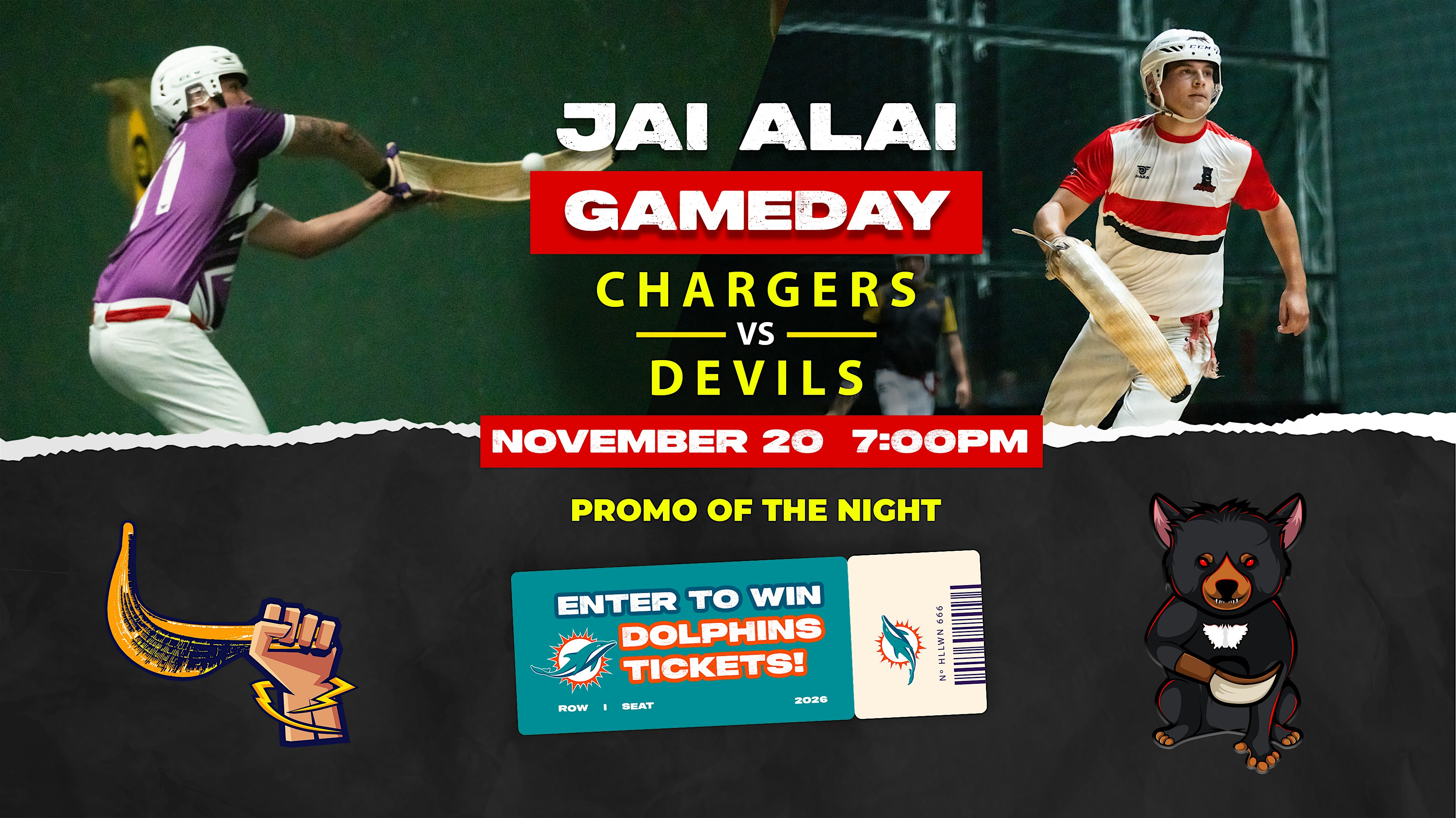 World Jai Alai League: Chargers vs Devils | Fri, Nov. 20