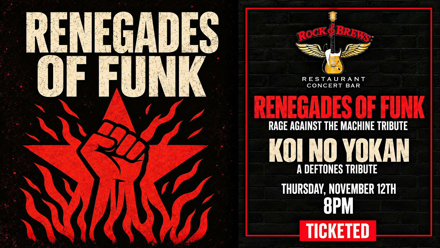 RENEGADES OF FUNK RAGE AGAINST THE MACHINE TRIBUTE @ ROCK & BREWS ROYAL OAK