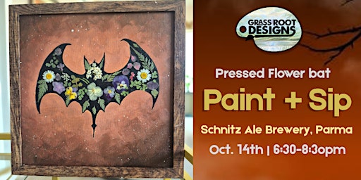 Pressed Flower Bat Framed | Schnitz Ale Brewery Paint + Sip