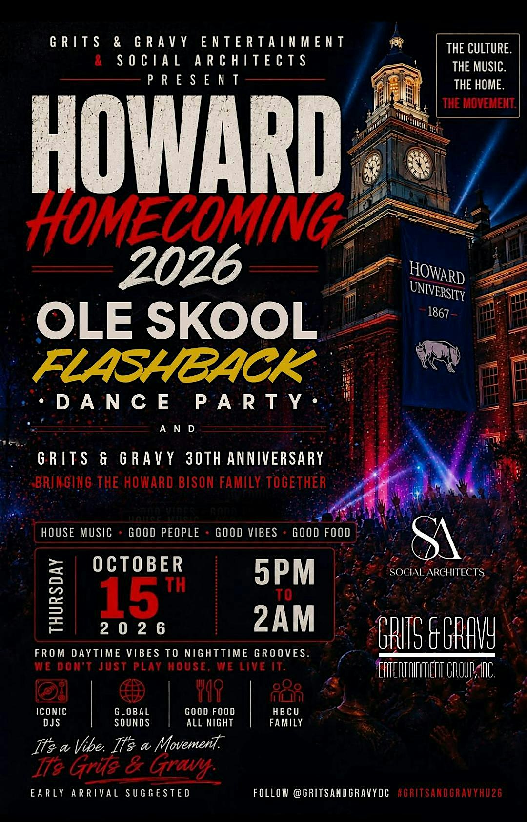 Grits and Gravy Ent  " Present  HU Homecoming Ole Sckool  Dance Party 2026