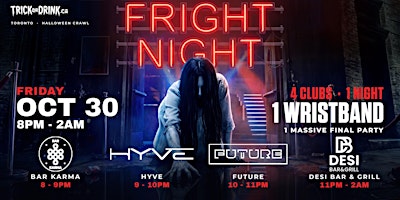 Fright Night Crawl | Toronto Halloween Costume Party 2026 | Fri Oct 30