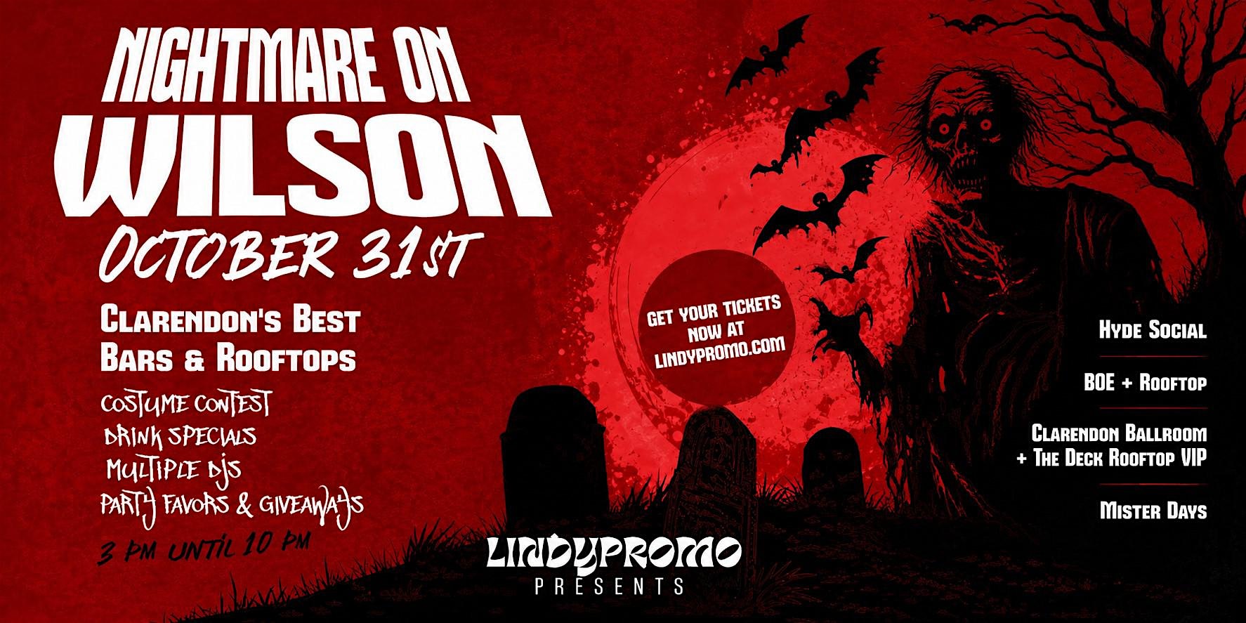 Clarendon's Nightmare on Wilson Halloween Bar Crawl 10/31