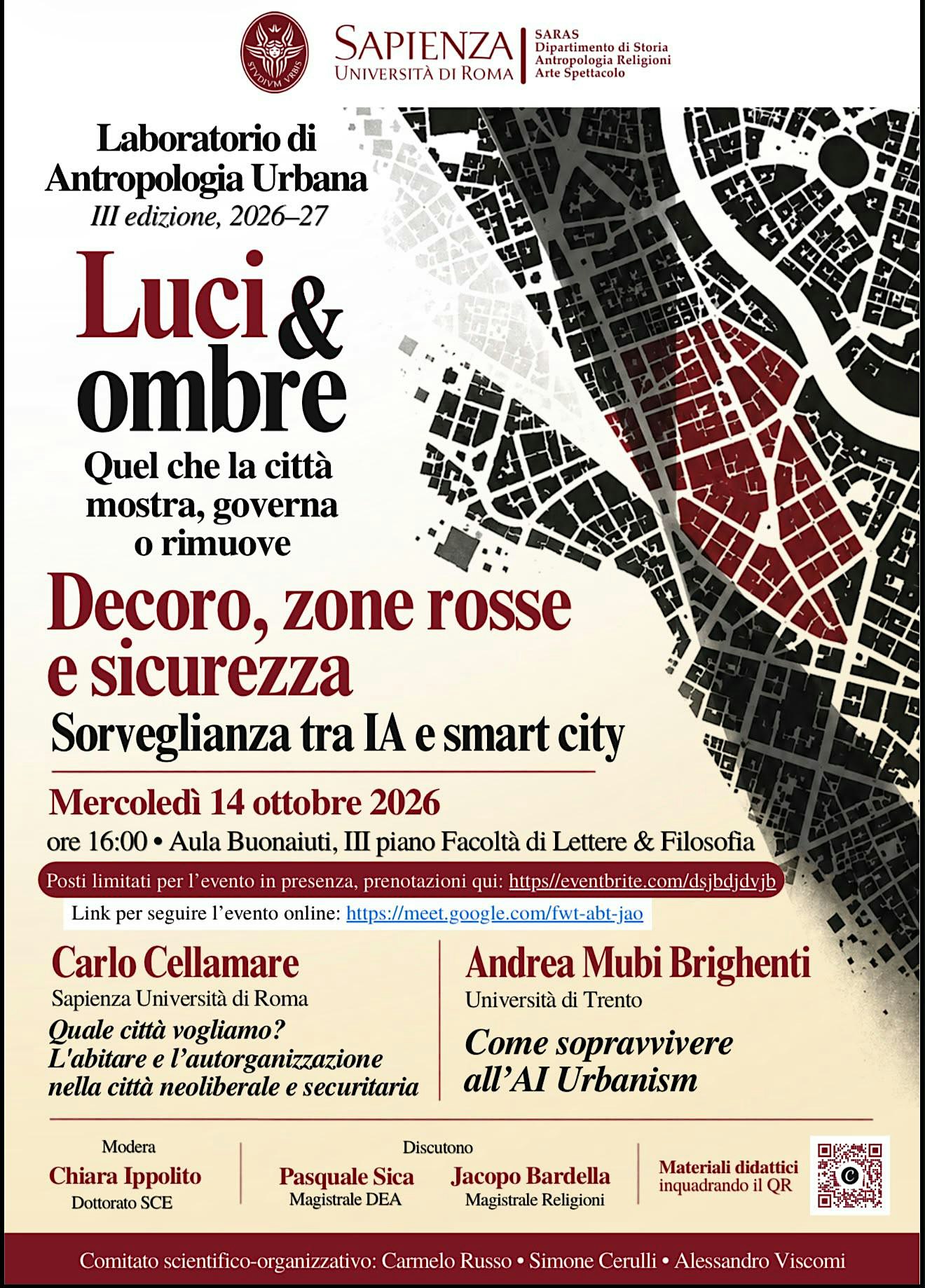 I lezione senior,  Laboratorio di Antropologia Urbana III edizione, 2026-27
