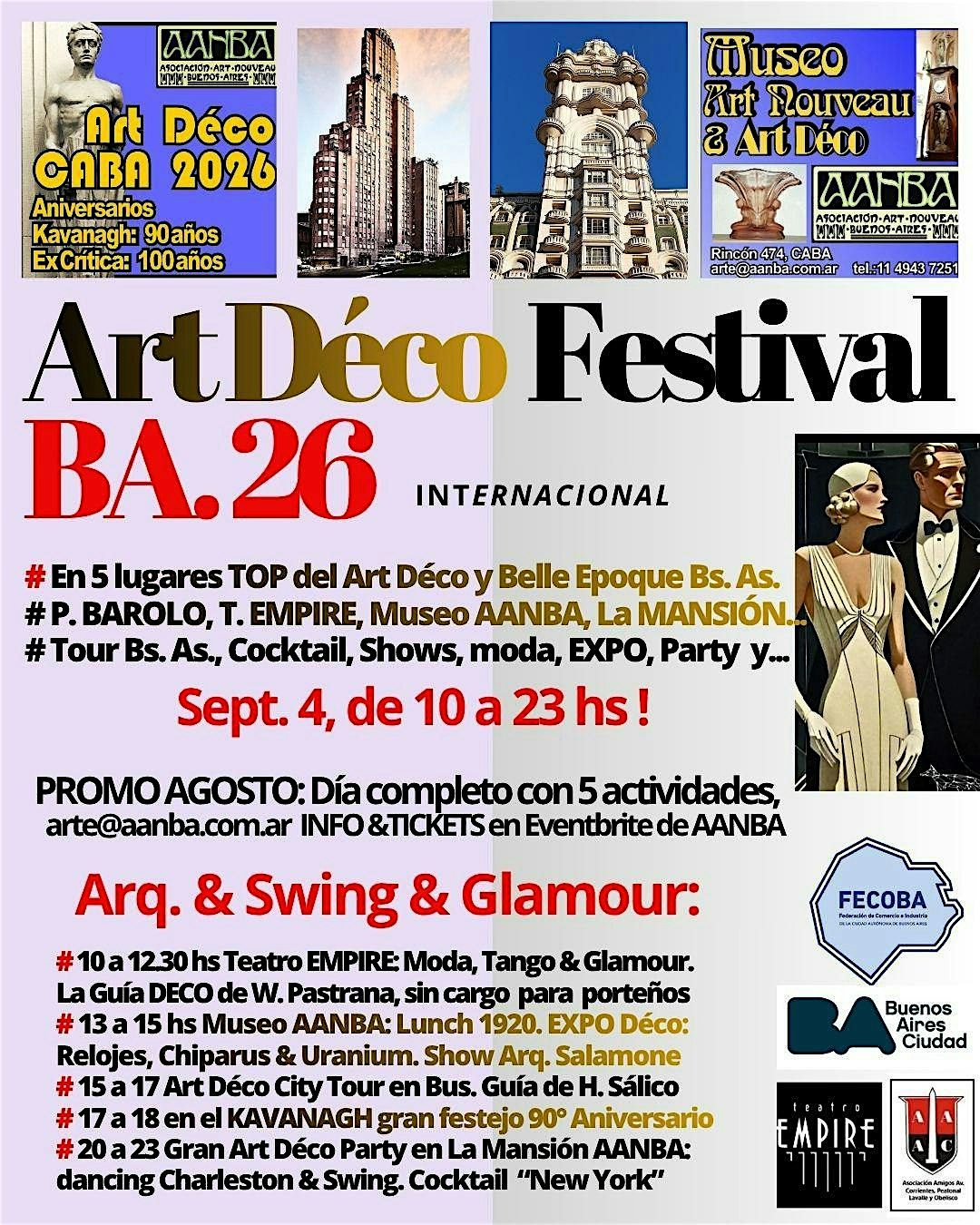 FESTIVAL DECO.26: TOUR en Bus por DECO de Bs. As.. Festejo 90 Años KAVANAGH