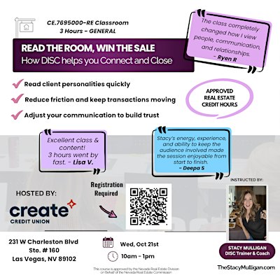 3 Hour CE CLASS for Real Estate Agents - Read the Room, Win the Sale